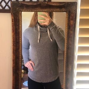 Womans Funnel-neck Grey Pullover Sweatshirt